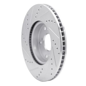 Honda Accord Brake Rotor (1) - Front Right - R1 Concepts - Drilled & Slotted - Silver - `13-`22